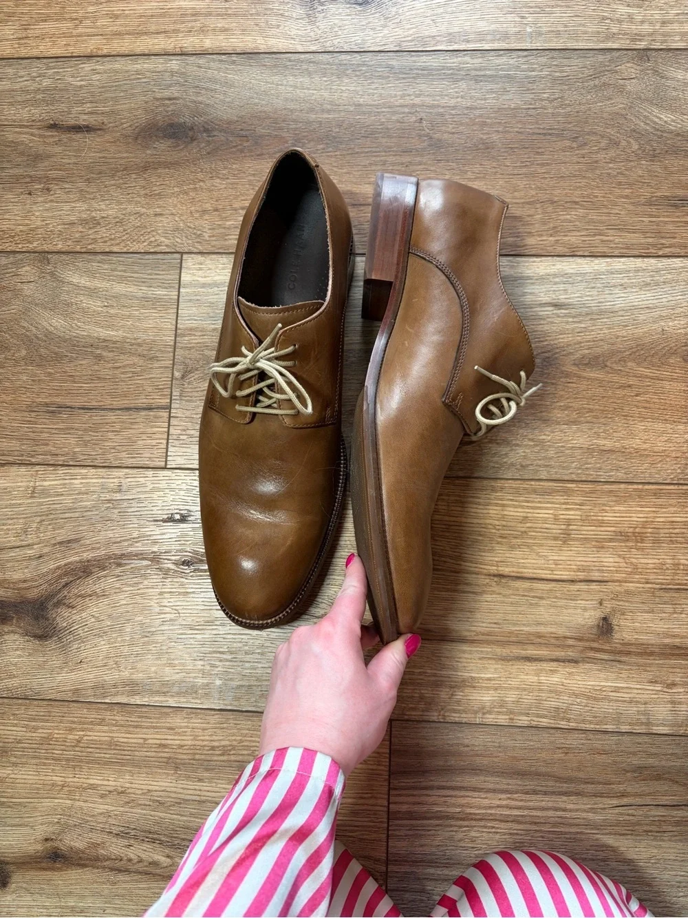 Cole Haan Men's Williams Plain Toe British Tan Leather Oxford Dress Shoes